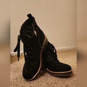 Black Lace-Up Ankle Boots